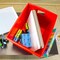 Flipside Corrugated Postal Storage Tote, 18-1/4 in L x 13-1/4 in W x 11-3/5 in H, Red, Plastic, 4 PK 40122 - alternate 2